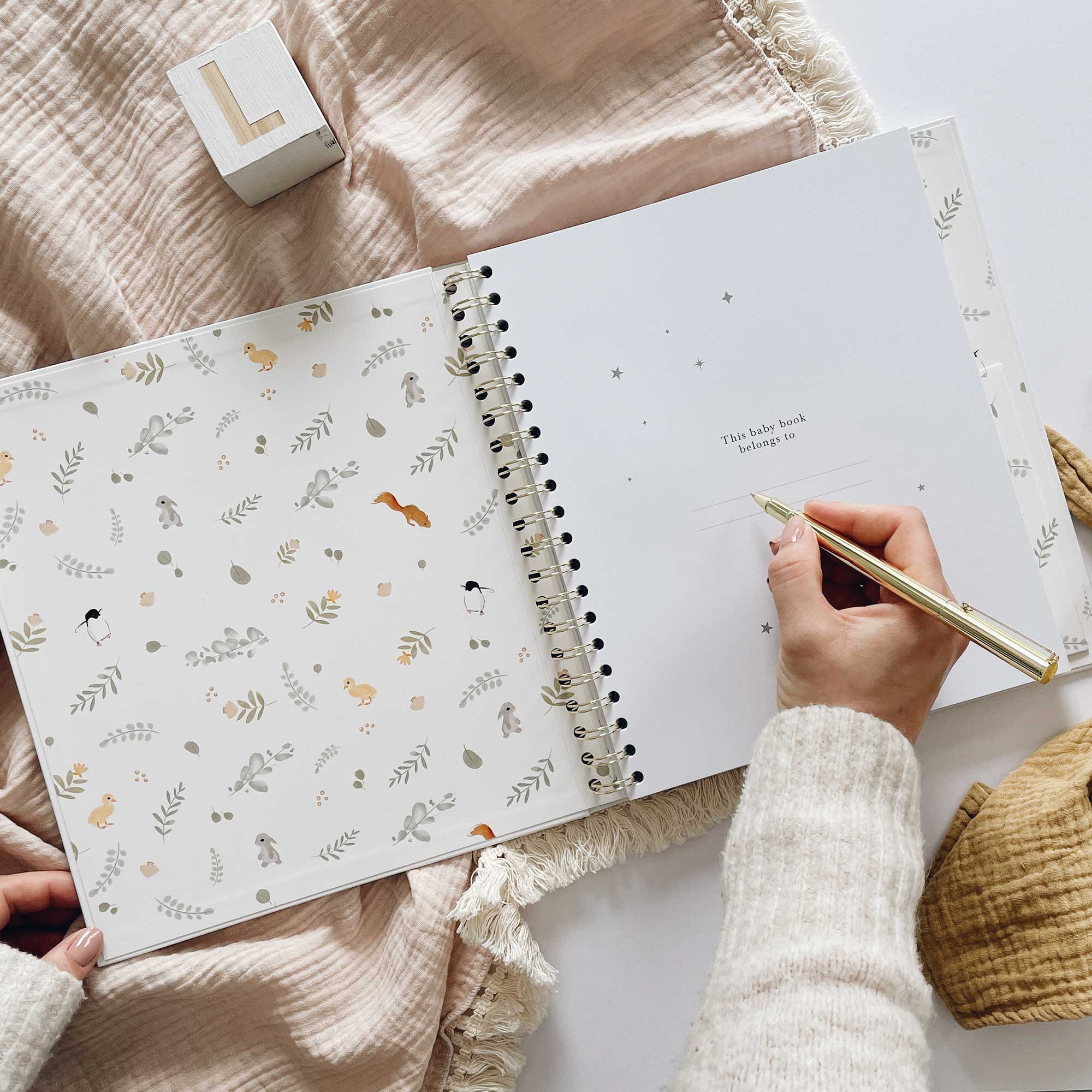 Blush and Gold My Baby Book - Baby Memory Book - Animals