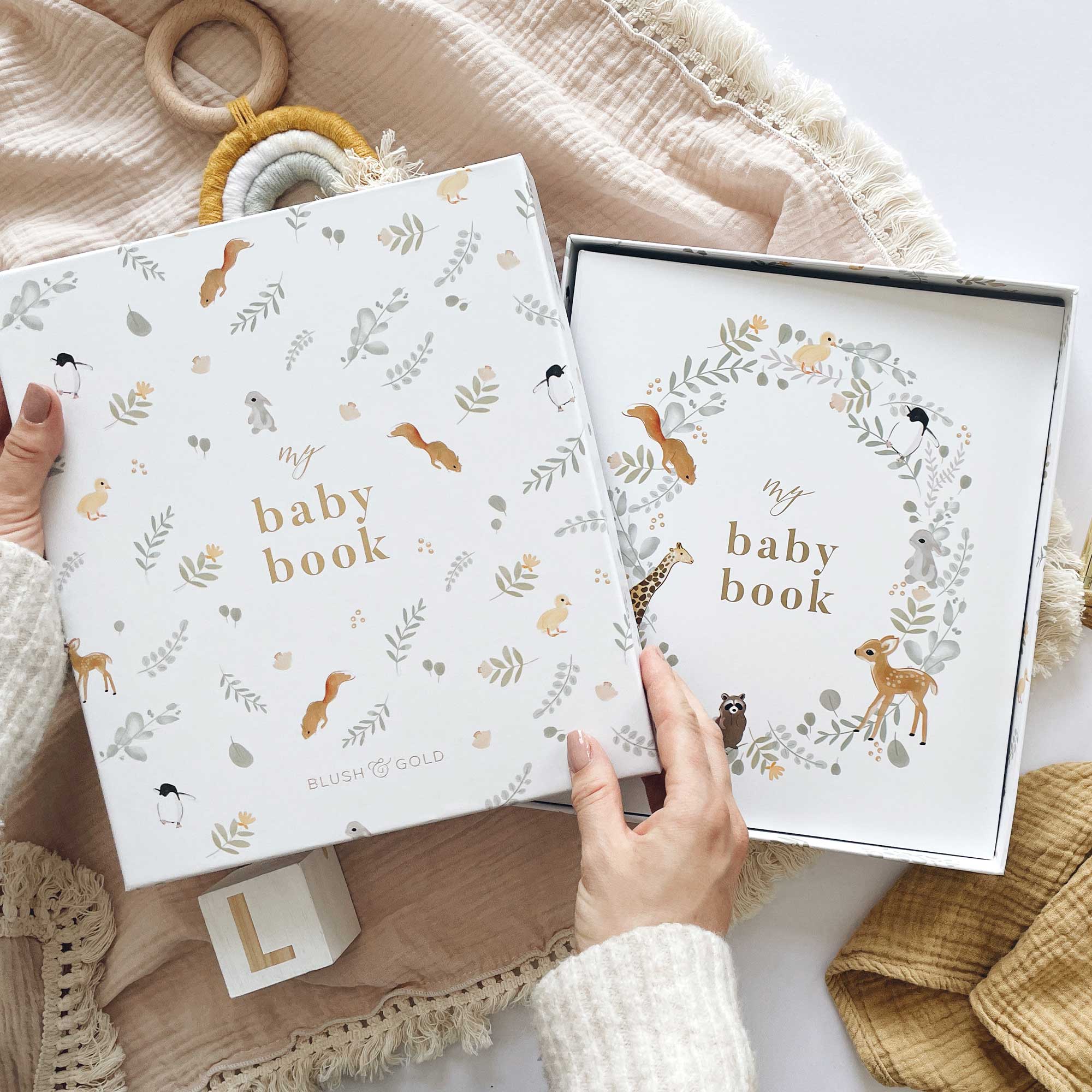 Blush and Gold My Baby Book - Baby Memory Book - Animals