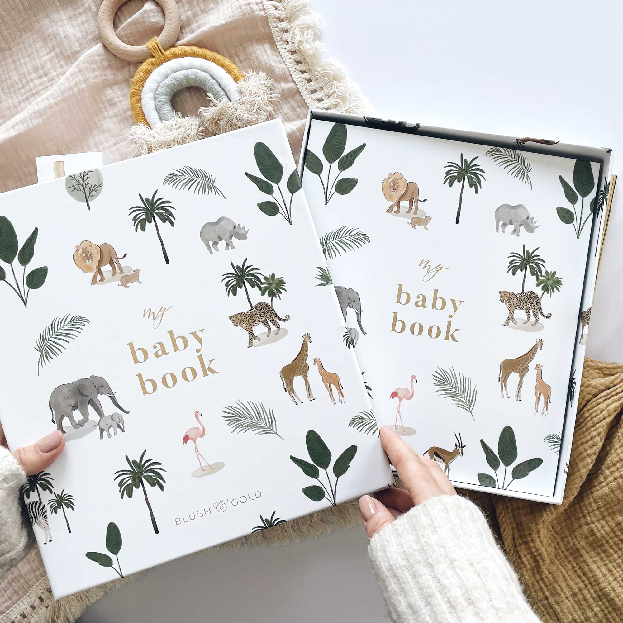 Blush and Gold My Baby Book - Baby Memory Book - Jungle