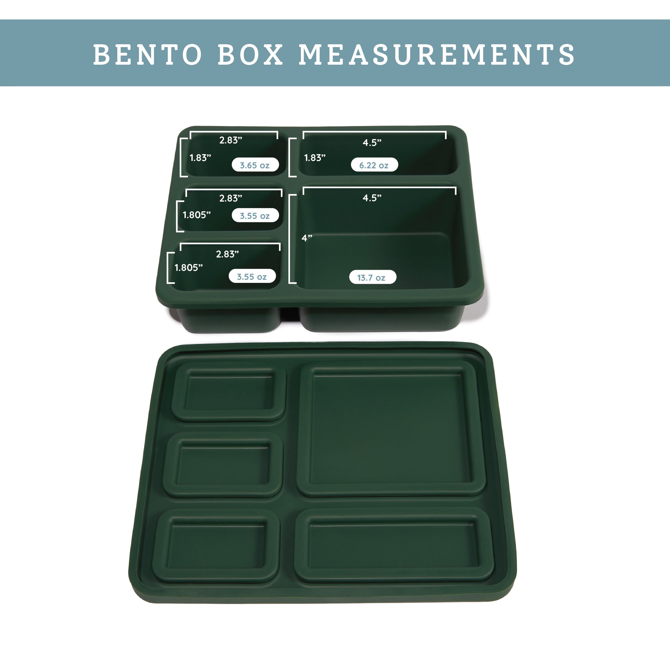 Silicone Bento Box Mini Floral Hunter Green