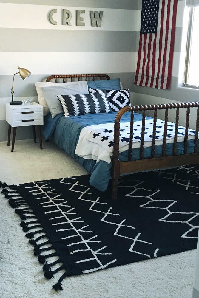 Washable Rug Black&white Bereber