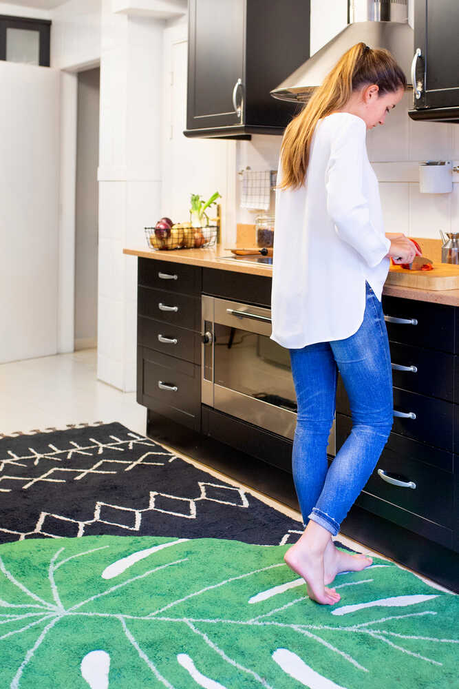 Washable Rug Black&white Bereber