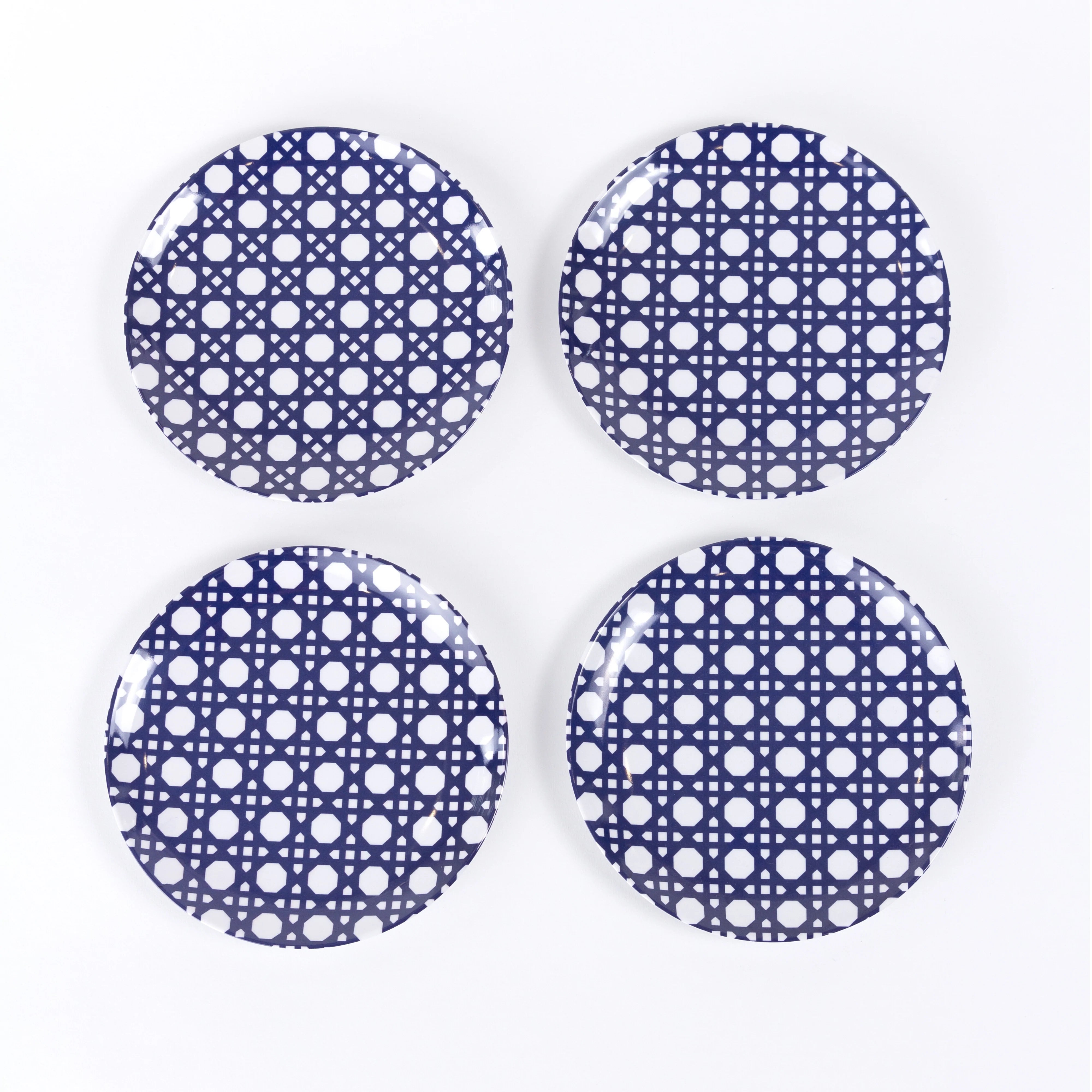 Blue Geo Appetizer Plate Set (4 Pc)