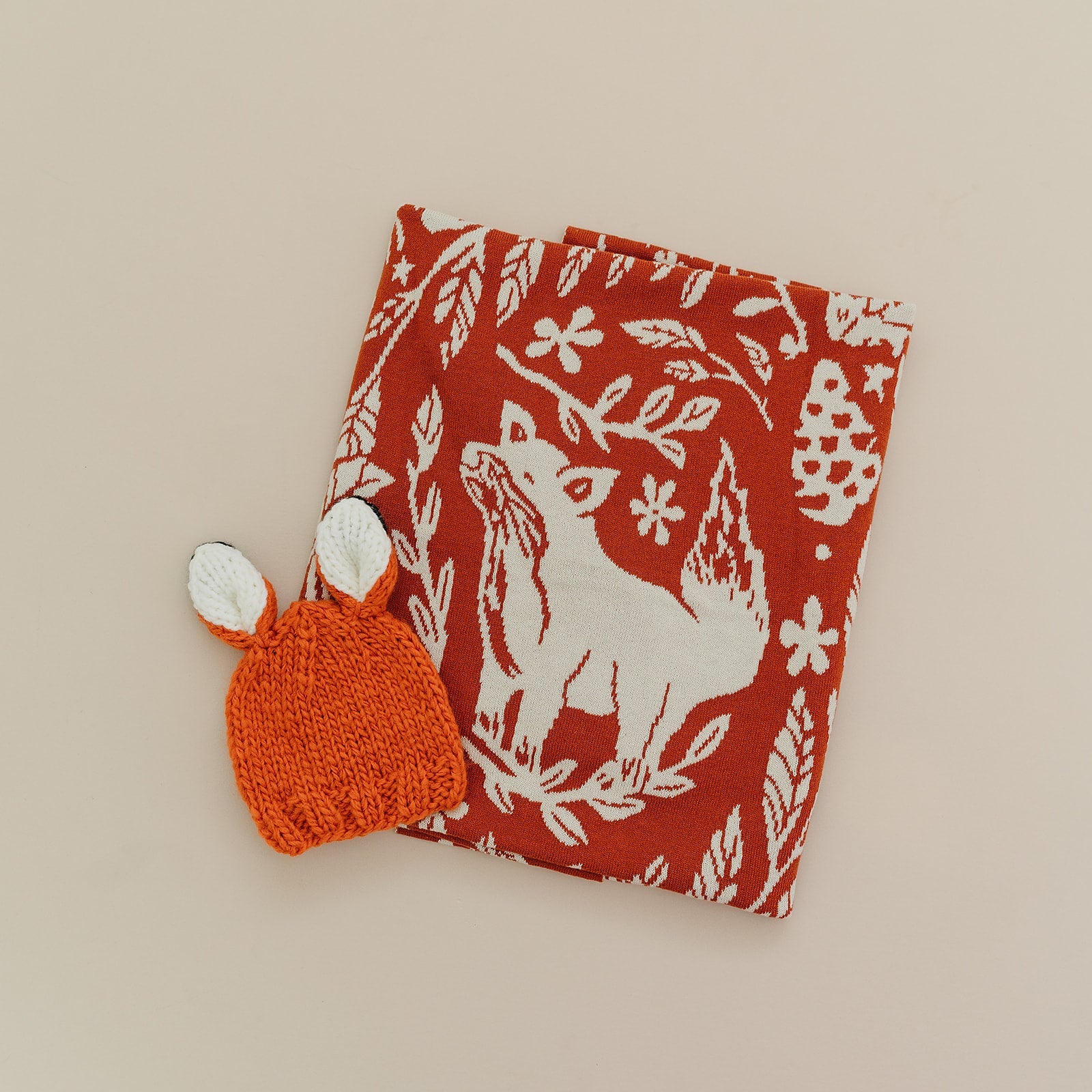 The Blueberry Hill Rusty Fox Knit Hat, Orange