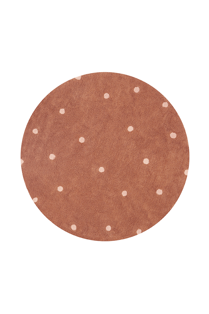 Washable Rug Round Dot Chestnut - Mushroom hunt