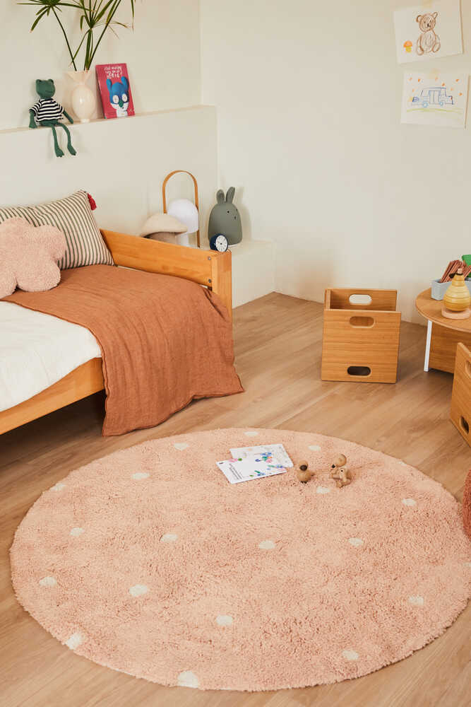 Washable Rug Round Dot Rose - Mushroom hunt