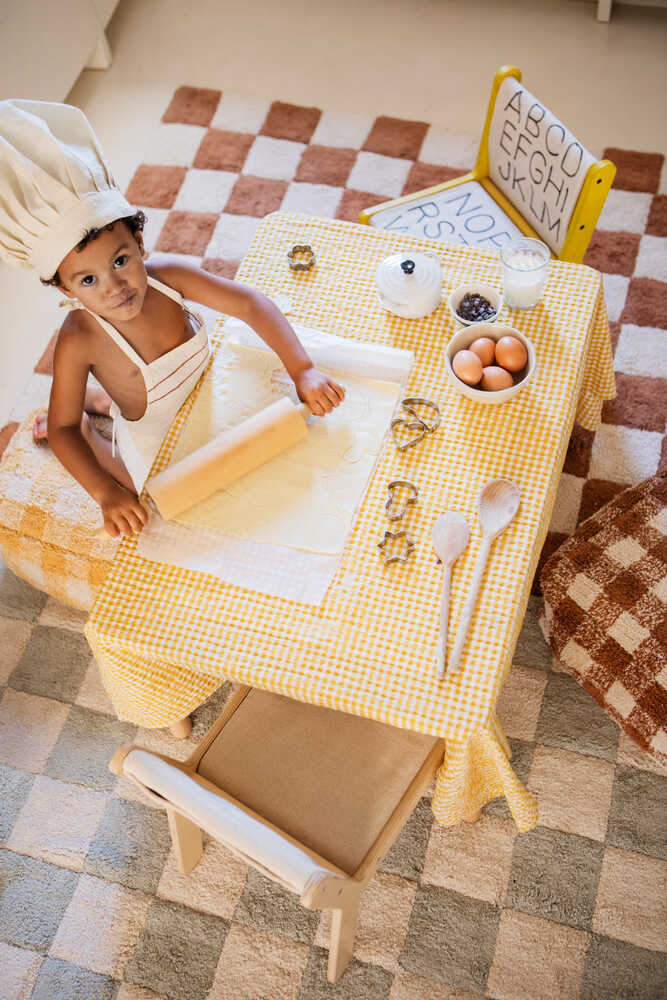 Washable Rug Kitchen Tiles Toffee - Little Chefs