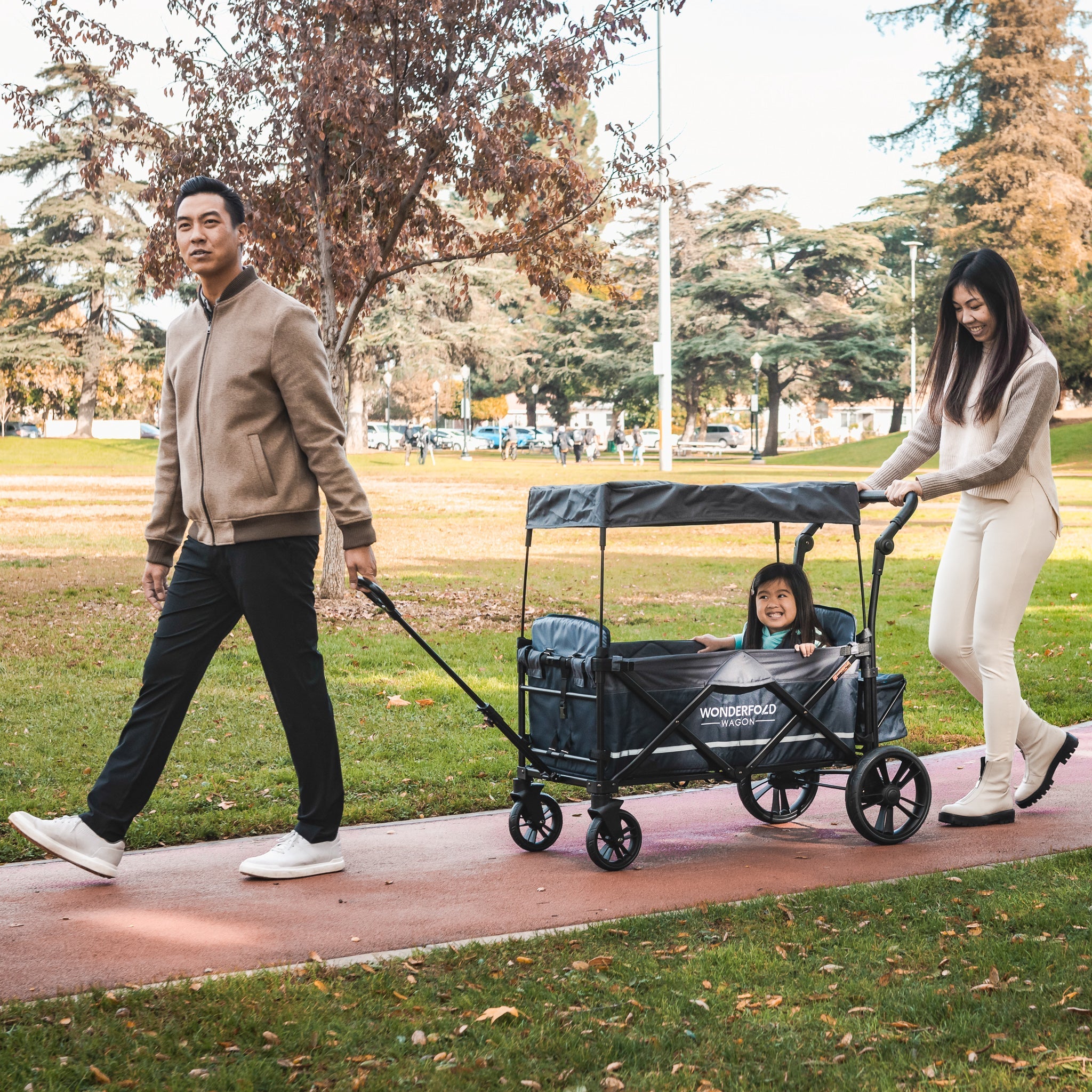 X2M Push + Pull Double Stroller Wagon w Magnetic Seatbelt Harness