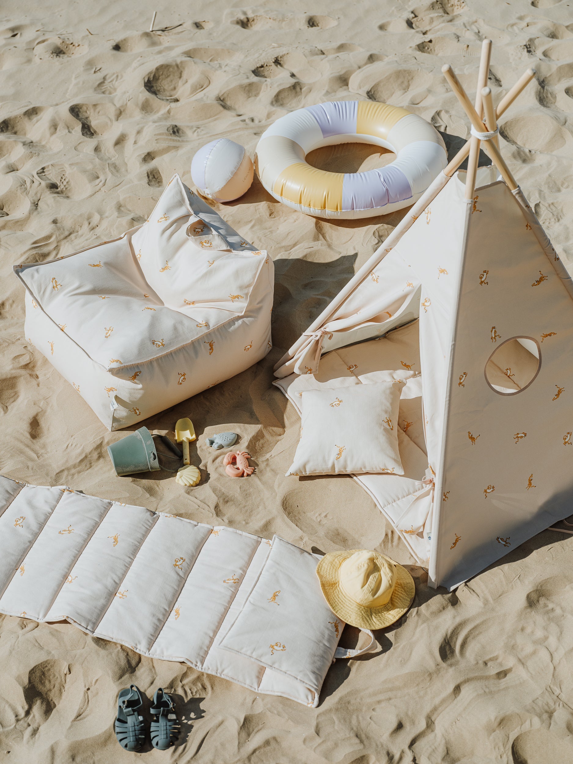 Beige Tiger Beanbag Chair