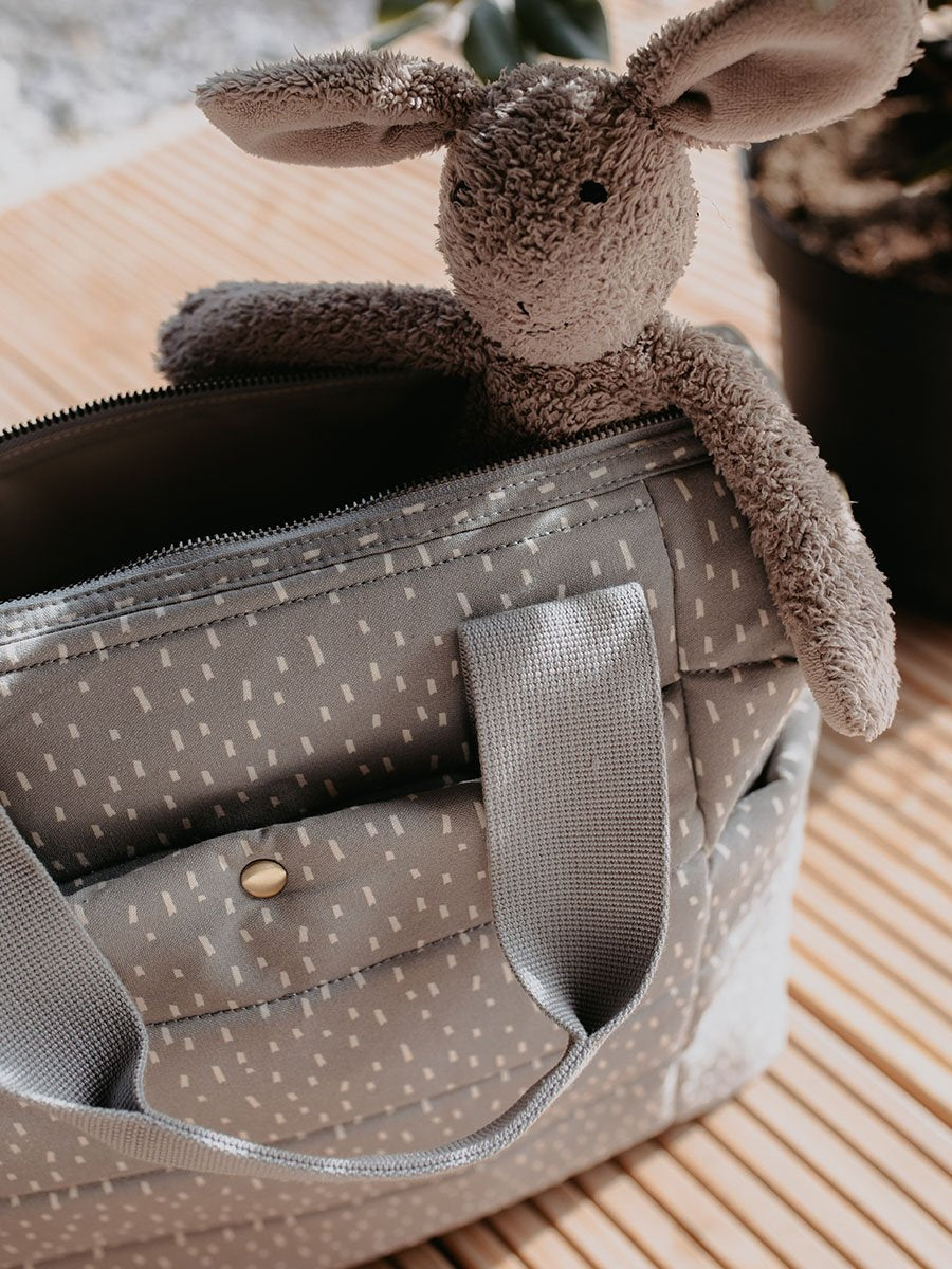 Storksak Organic Diaper Bag Tote - Pale Grey Rain Dots Totes