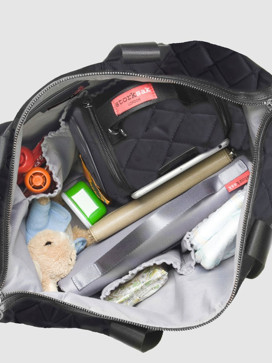 Storksak Stevie Quilted Black Shoulder Diaper Bag Shoulder Bags