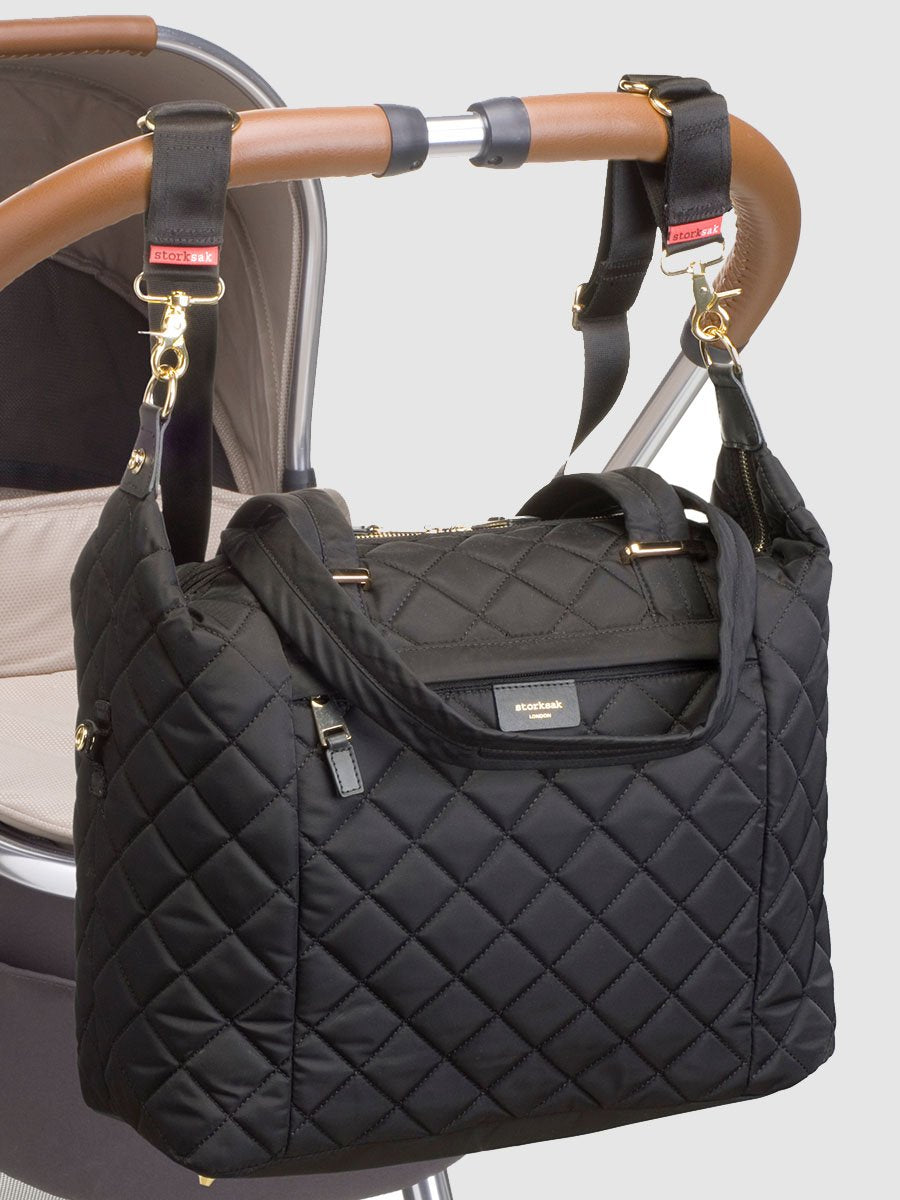 Storksak Stevie Quilted Black Shoulder Diaper Bag Shoulder Bags