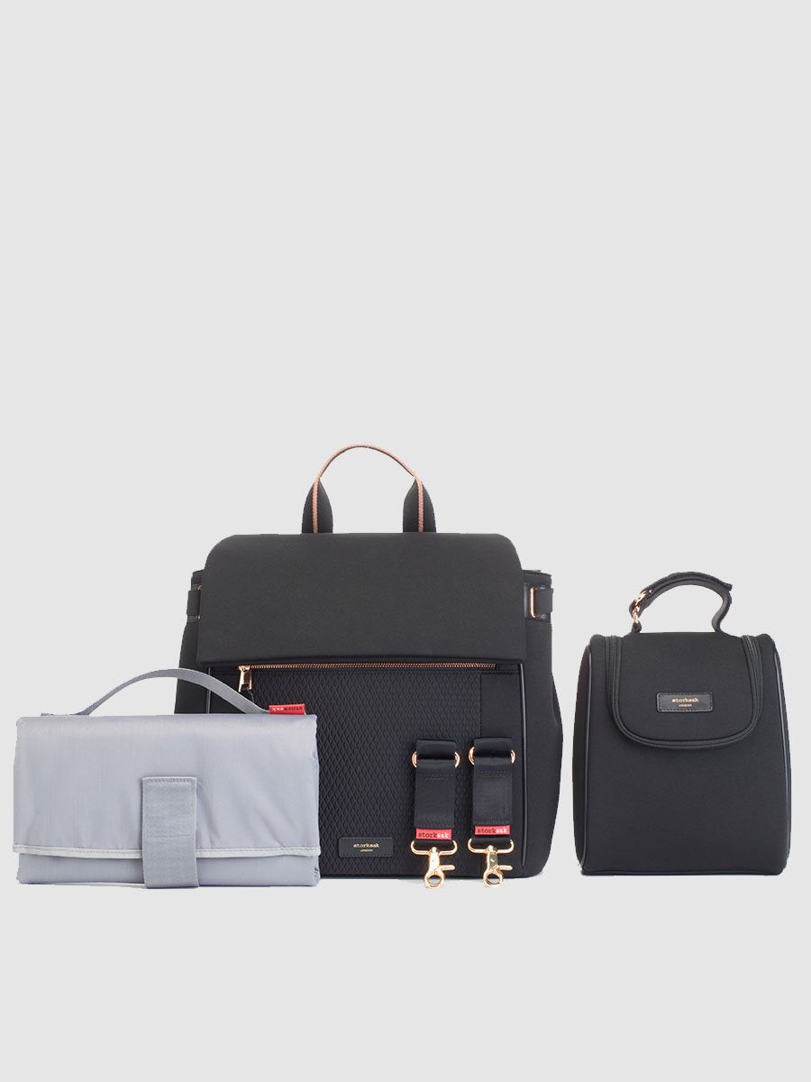 Storksak St James Scuba Black Shoulder Bag Backpack Diaper Bag Shoulder Bags