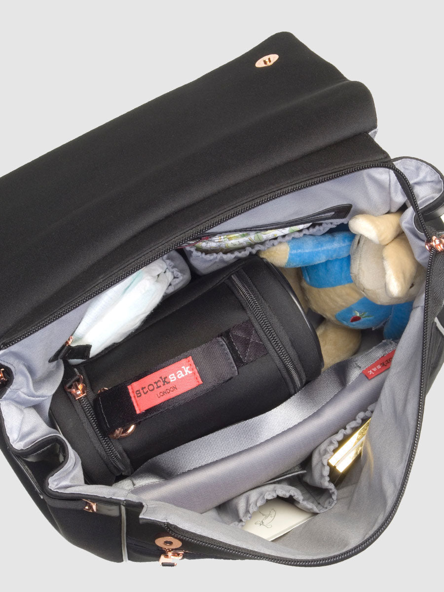 Storksak St James Scuba Black Shoulder Bag Backpack Diaper Bag Shoulder Bags