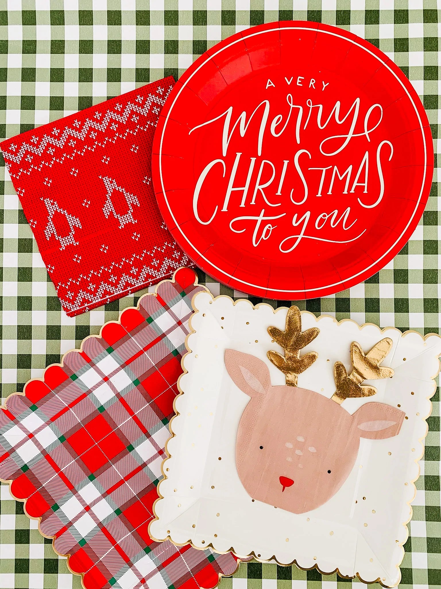 Christmas Green Gingham Table Runner