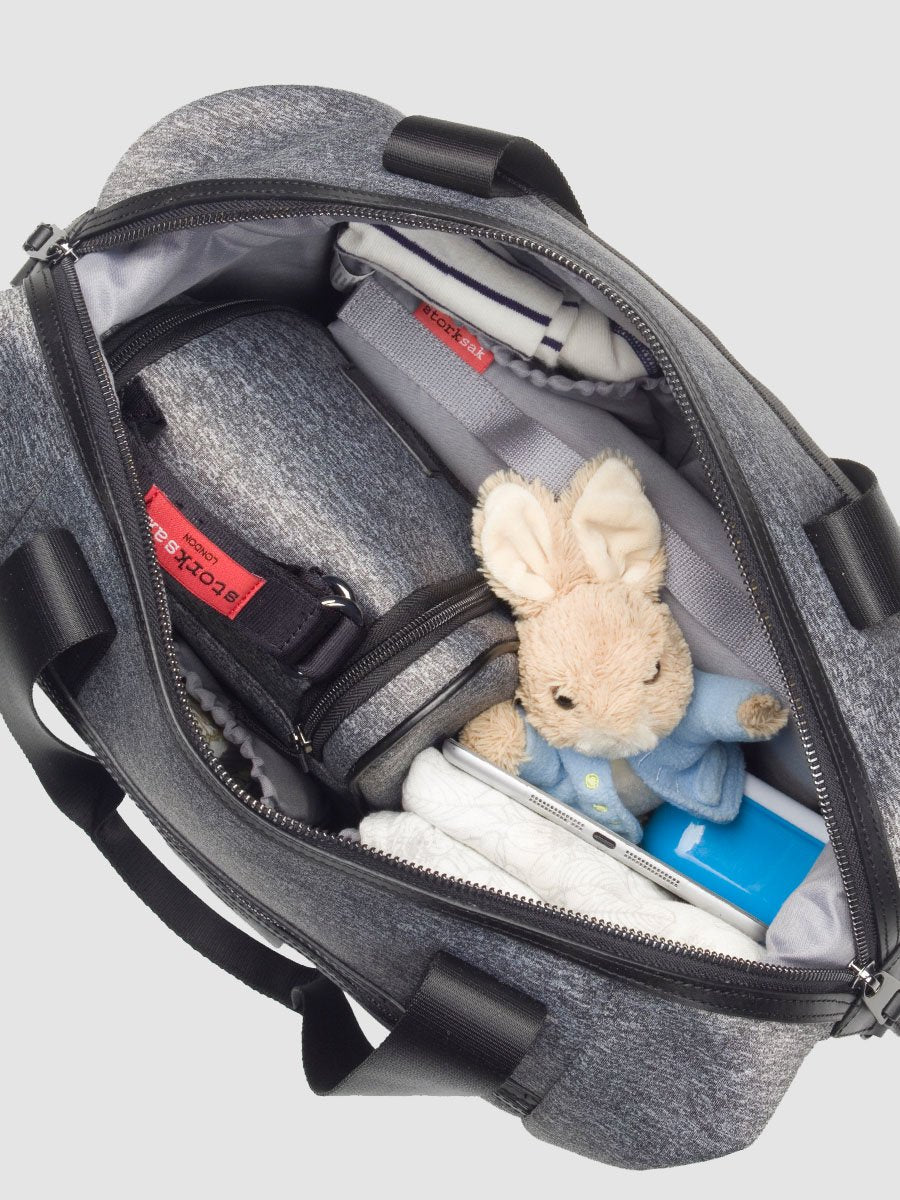 Storksak Stevie Luxe Scuba Grey Shoulder Bags