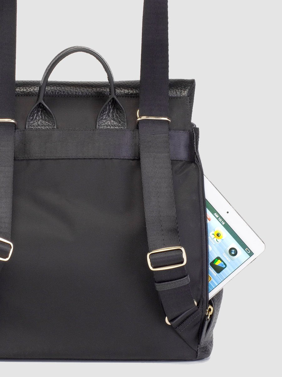 Storksak St James Black Leather Convertible Diaper Bag Shoulder Bags