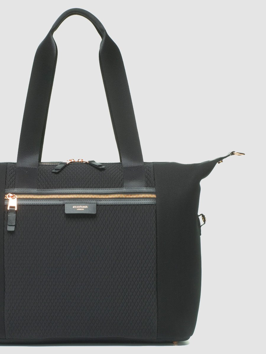 Storksak Stevie Luxe Scuba Black Shoulder Bags