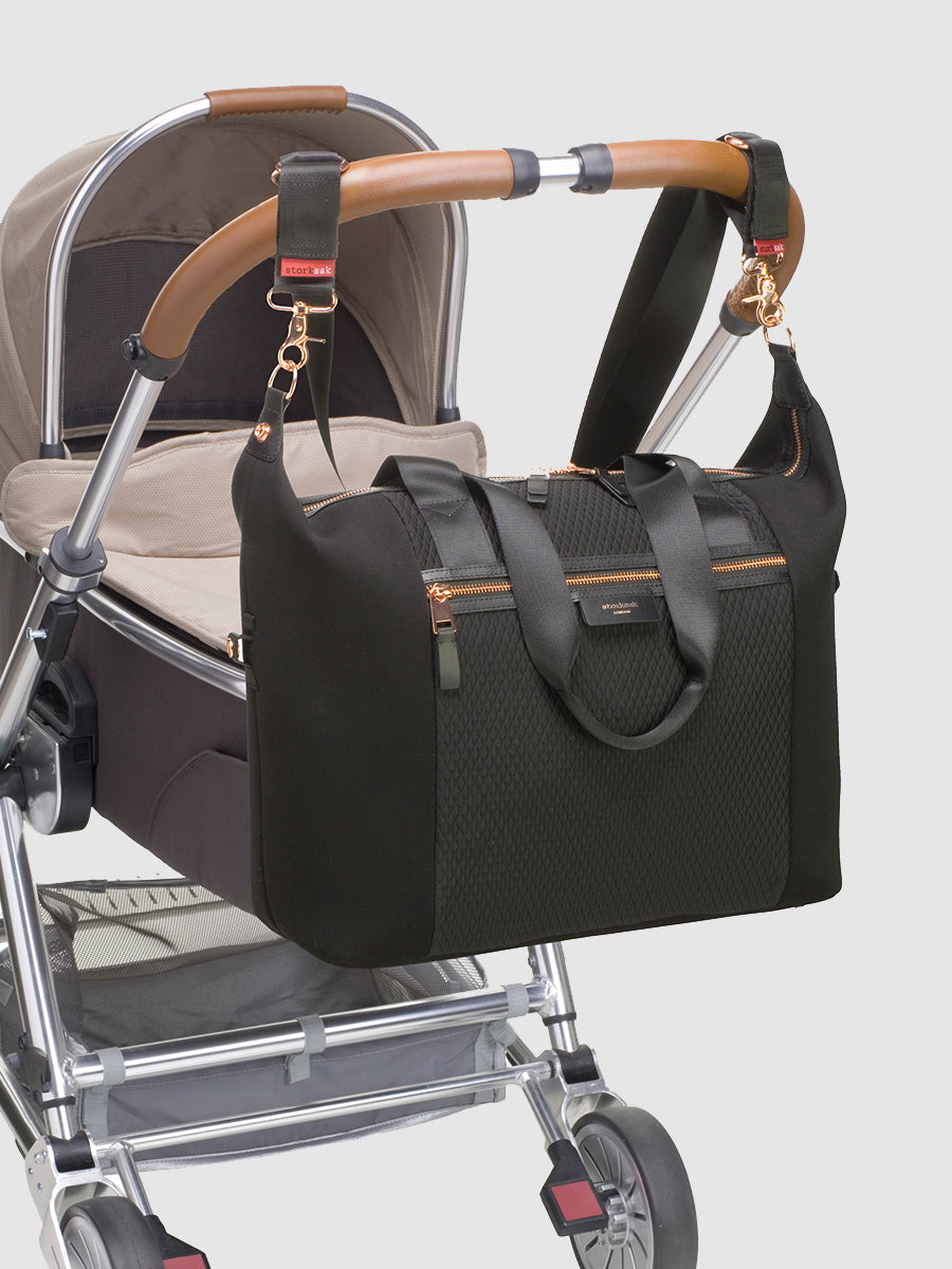 Storksak Stevie Luxe Scuba Black Shoulder Bags