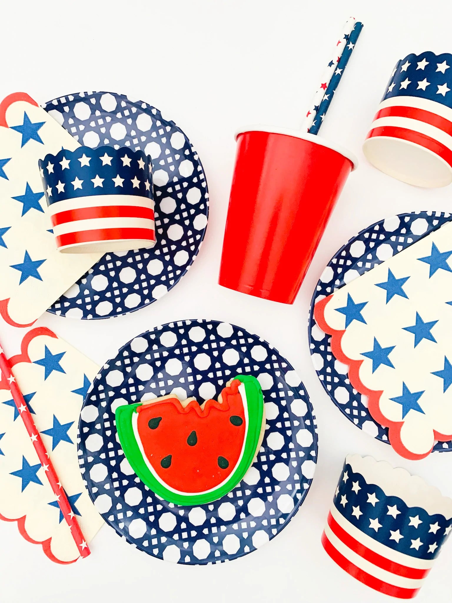 Blue Geo Appetizer Plate Set (4 Pc)