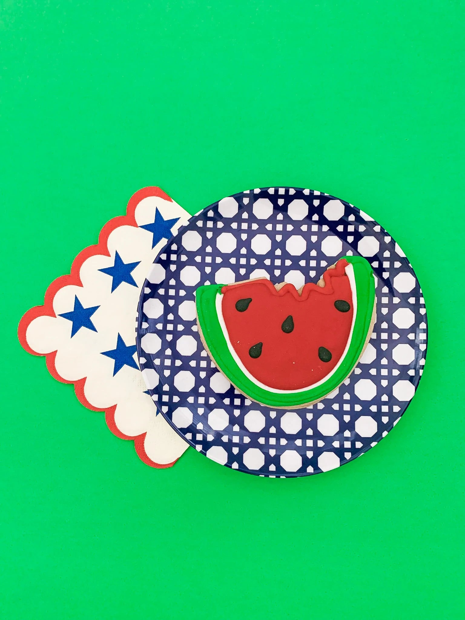 Blue Geo Appetizer Plate Set (4 Pc)