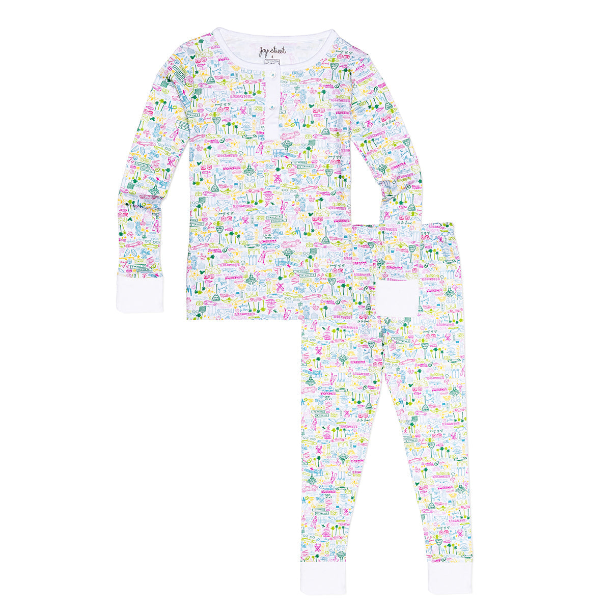 Los Angeles Two Piece Henley Pajamas - Malibu Multi - Los Angeles - Malibu Multi