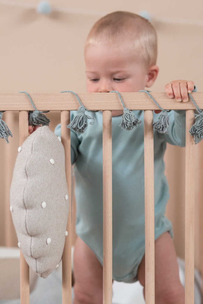 Knitted Cushion Round Biscuit Dune White - Biscuit