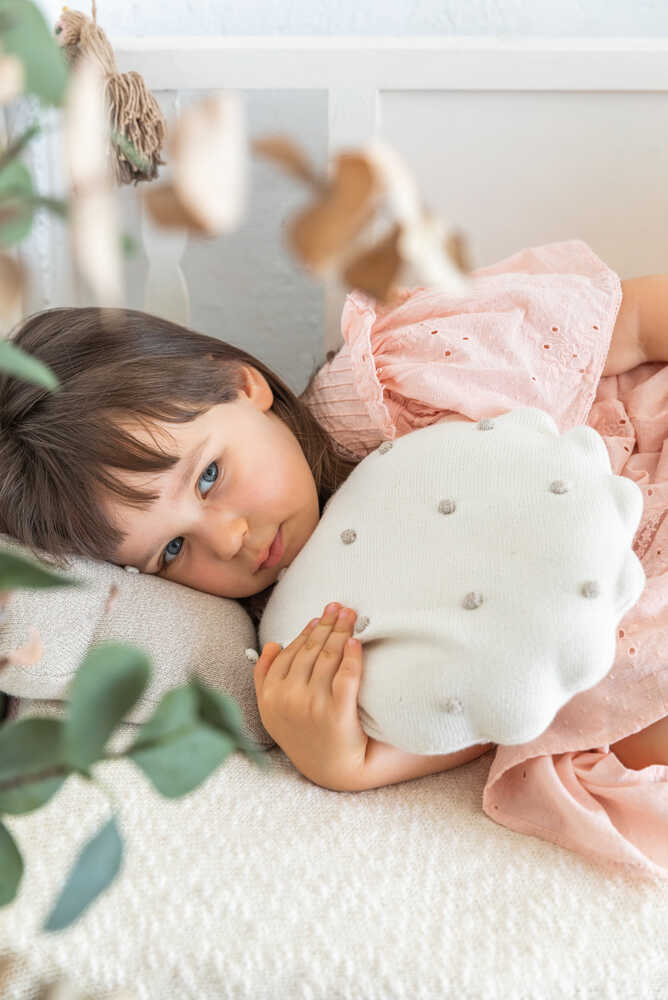 Knitted Cushion Round Biscuit Ivory - Biscuit