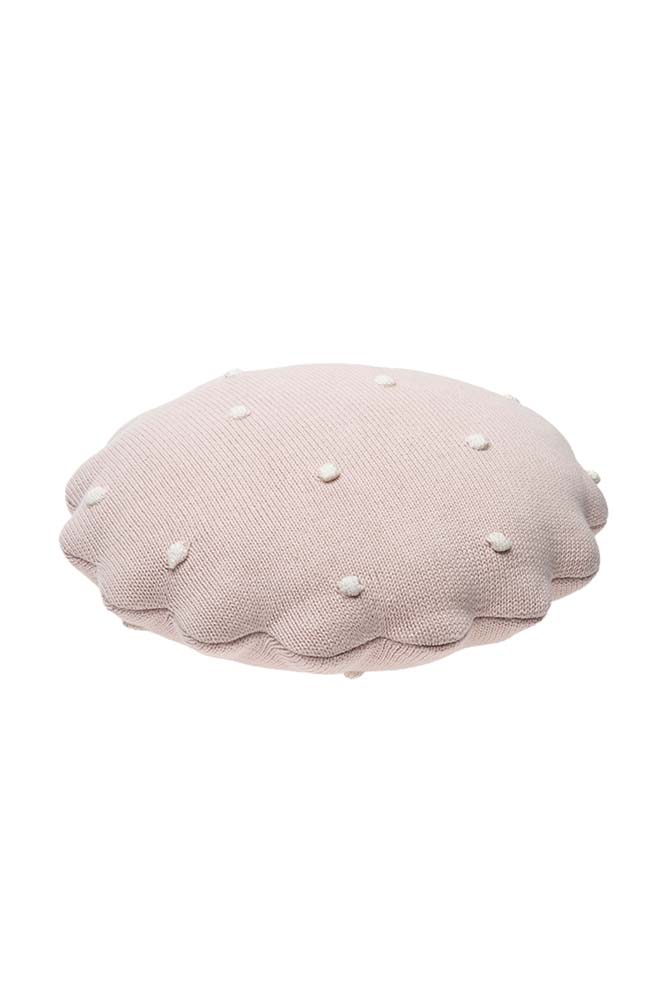 Knitted Cushion Round Biscuit Pink - Biscuit