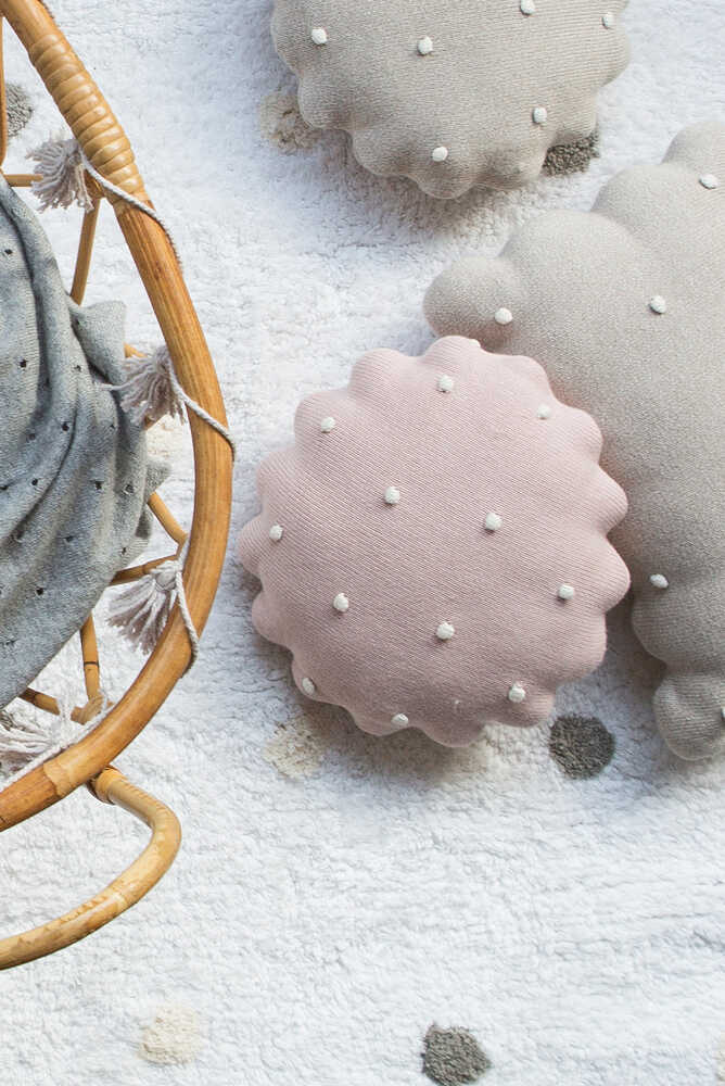 Knitted Cushion Round Biscuit Pink - Biscuit