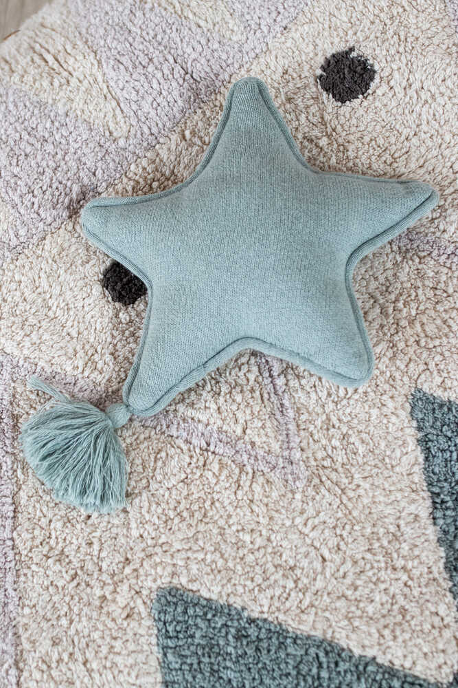 Knitted Cushion Twinkle Star Indus Blue - Stars