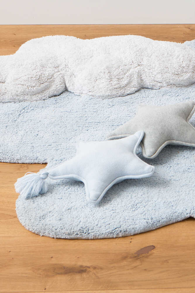 Knitted Cushion Twinkle Star Soft Blue - Stars