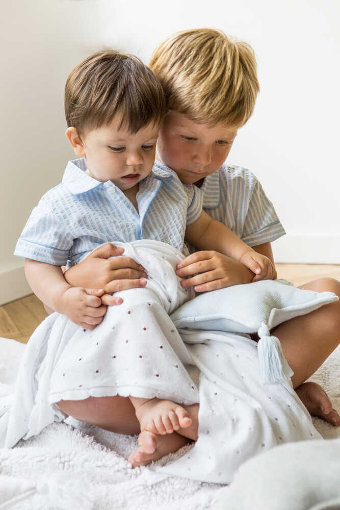 Knitted Cushion Twinkle Star Soft Blue - Stars