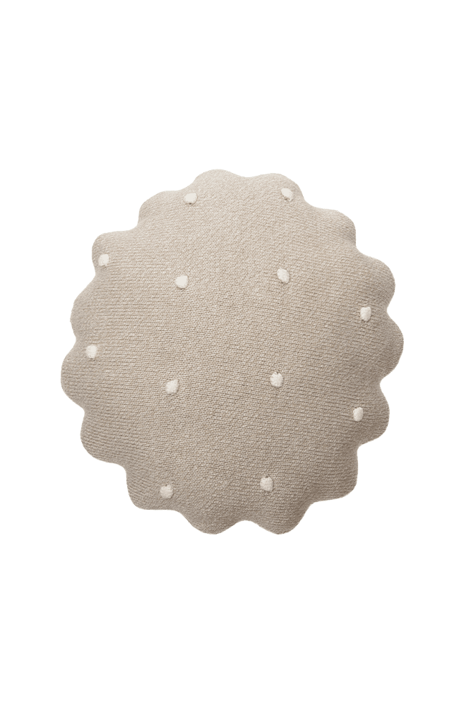 Knitted Cushion Round Biscuit Dune White - Biscuit