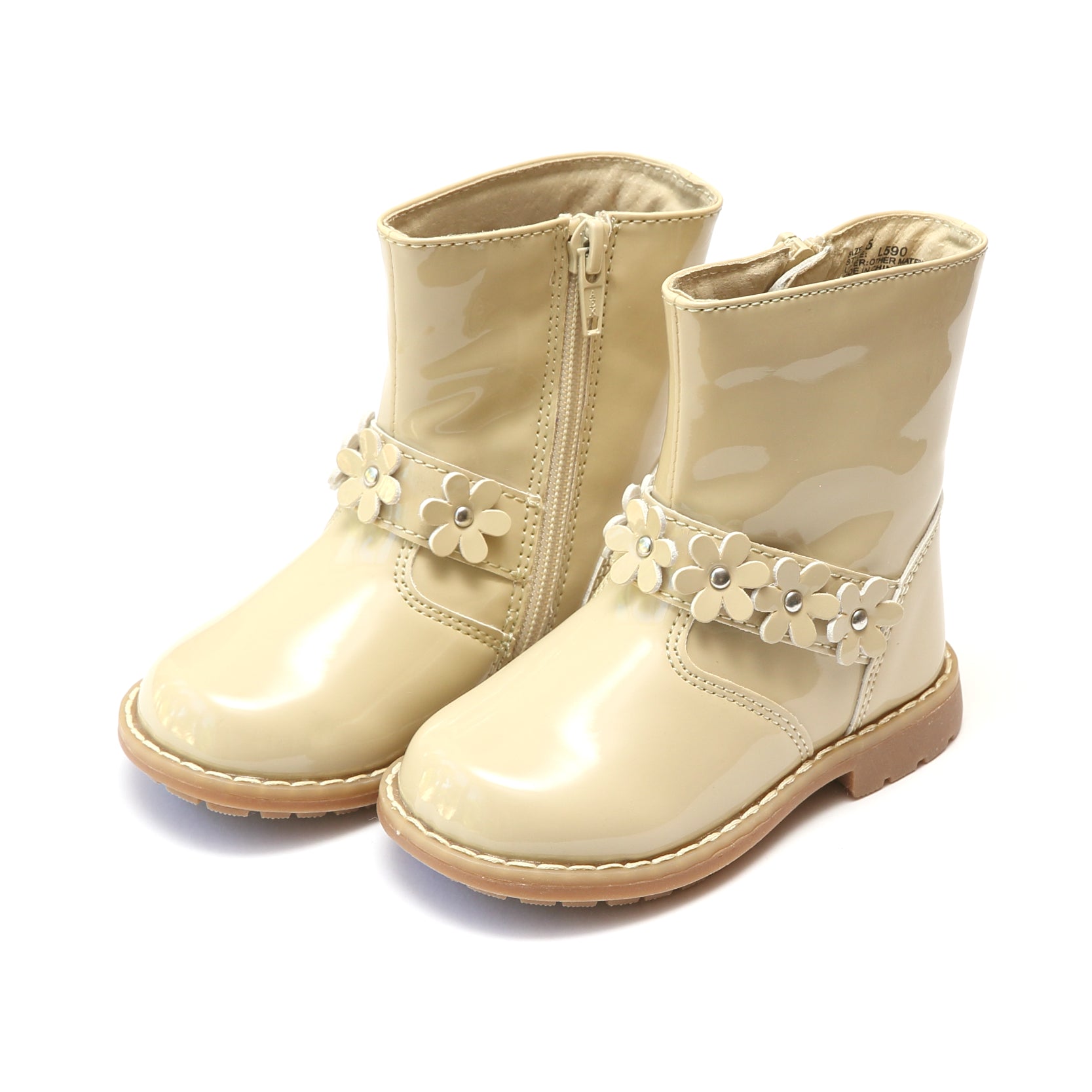 L'Amour Robin Flower Belted Patent Boot Boots