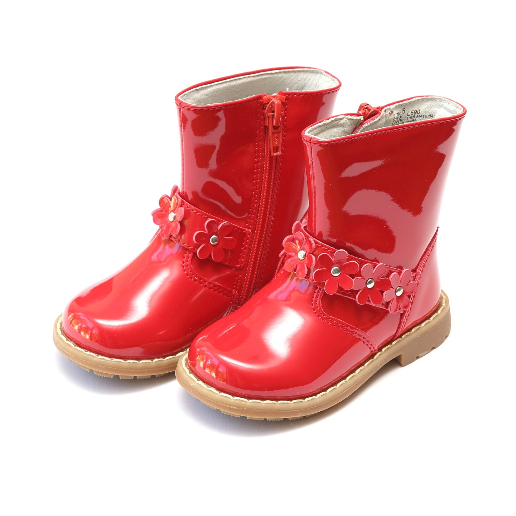 L'Amour Robin Flower Belted Patent Boot Boots