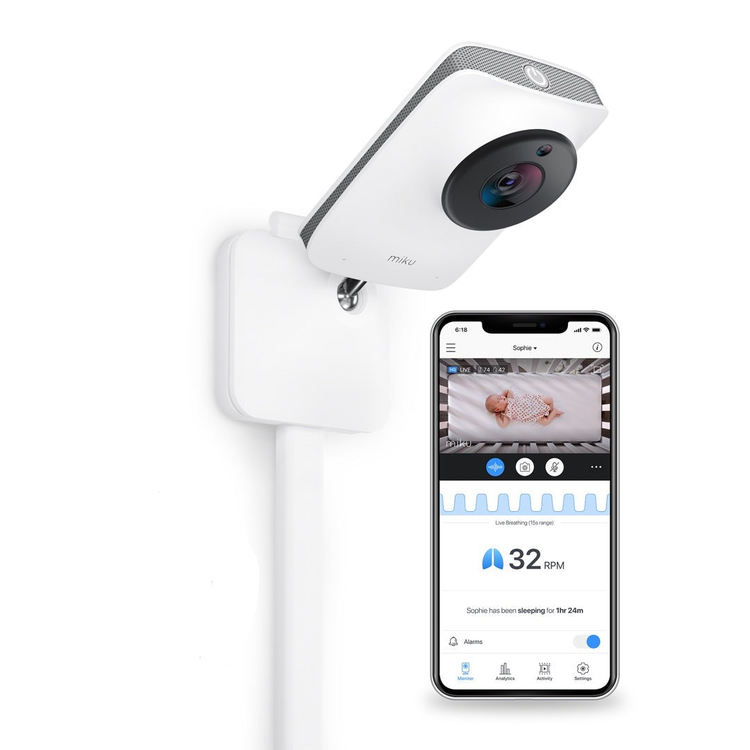 Mikucare Miku Pro Smart Baby Monitor with Wall Mount Kit