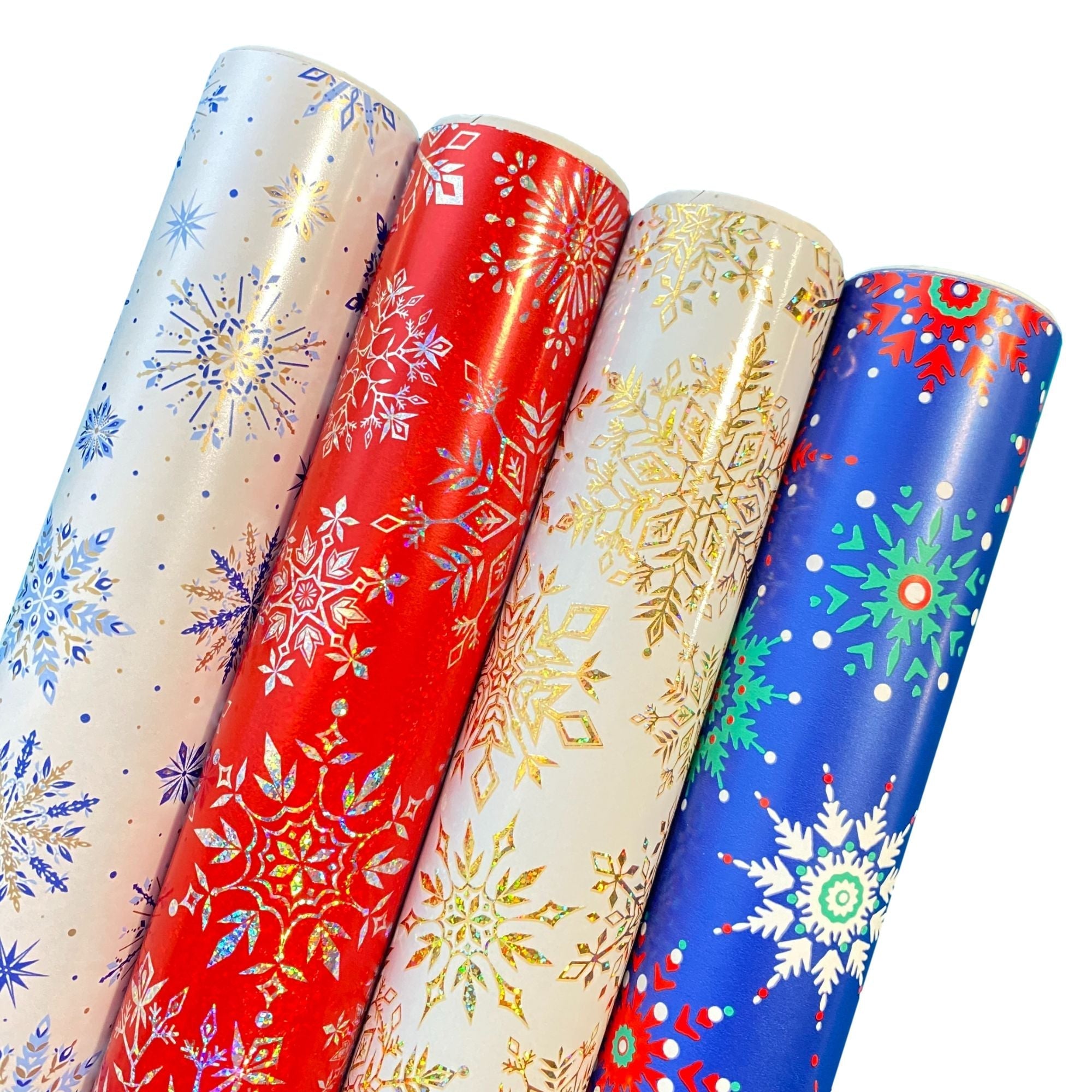 Christmas Wrapping Paper Snowflakes Roll Bundle (25 Sq ft per Roll, 100 Total Sq ft), 4 Pack Jillson & Roberts