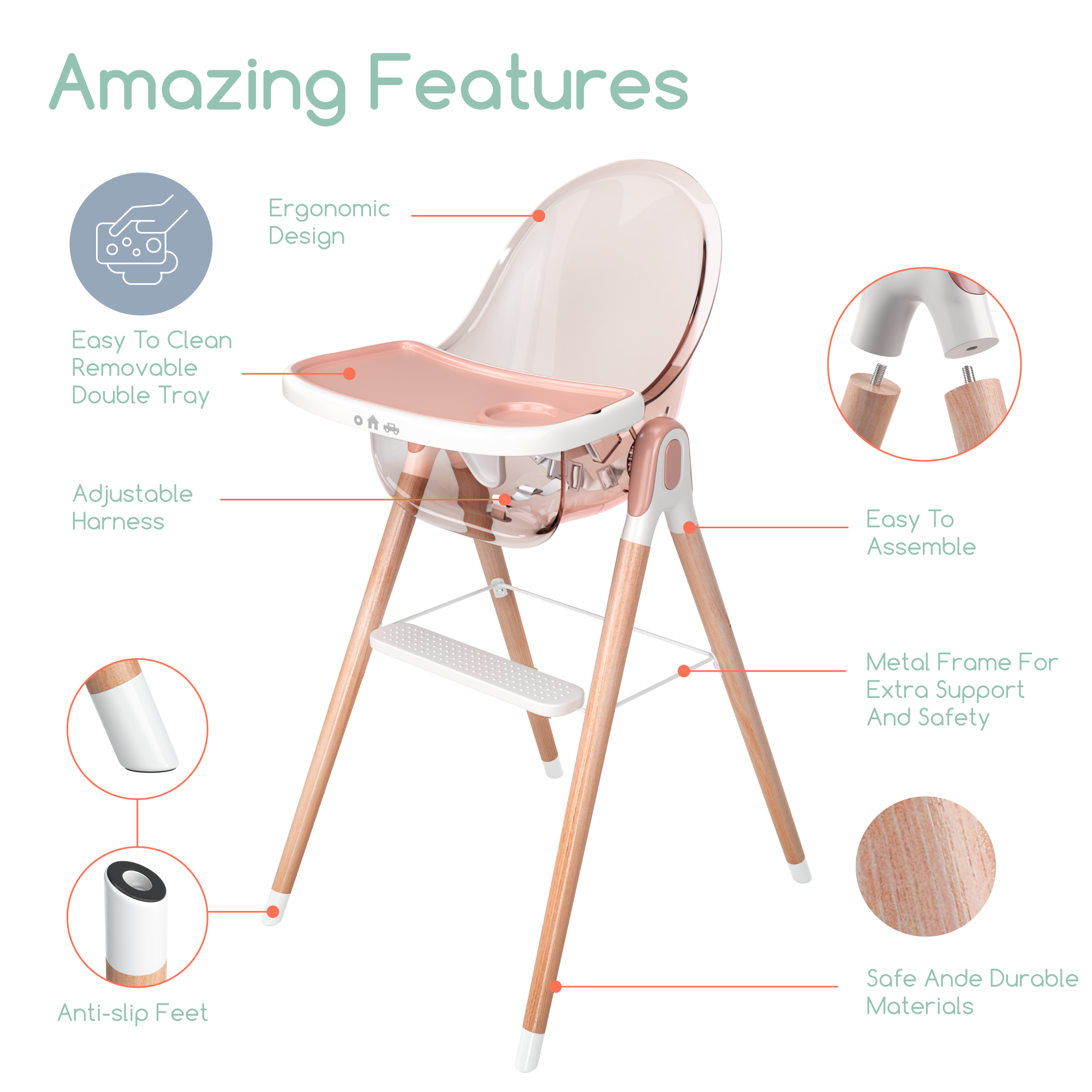 Children Of Design 6 In 1 Deluxe High Chair