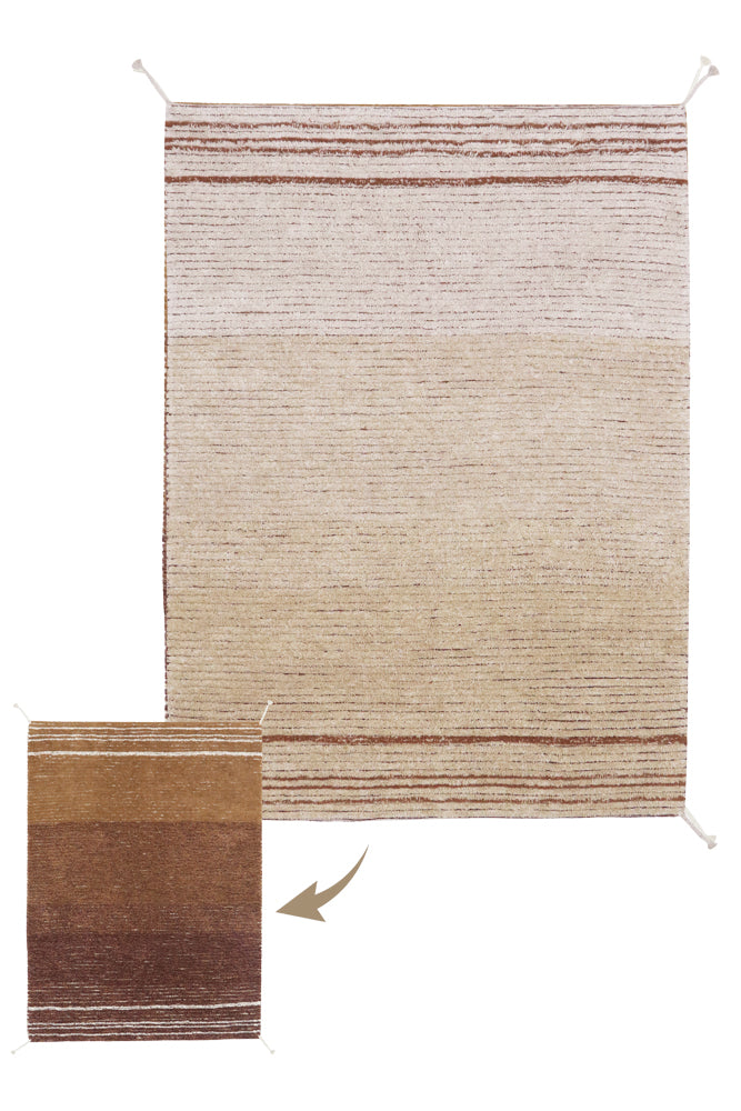 Reversible Washable Rug Twin Toffee - Reversible