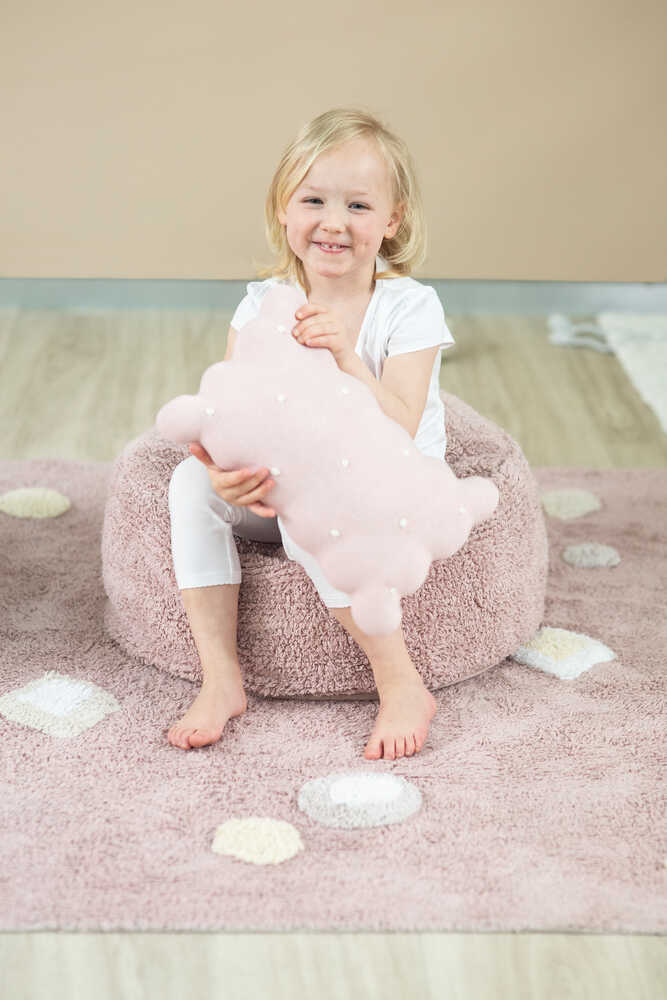 Knitted Cushion Biscuit Pink - Biscuit