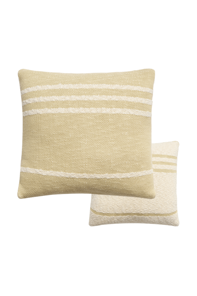 Knitted Cushion Duetto Olive - Natural - Reversible