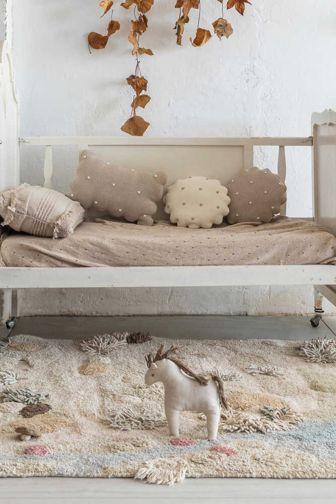 Knitted Cushion Round Biscuit Dune White - Biscuit