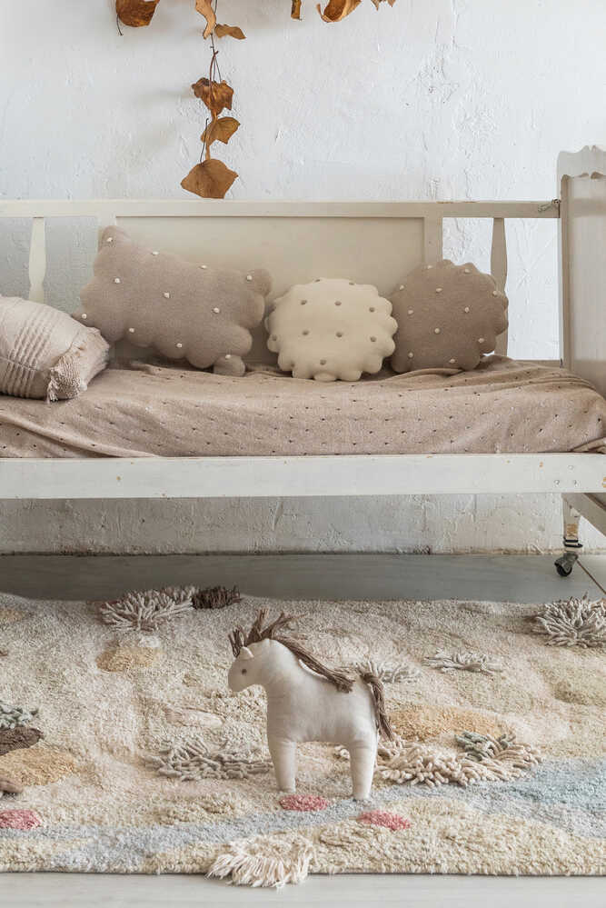 Knitted Cushion Round Biscuit Ivory - Biscuit