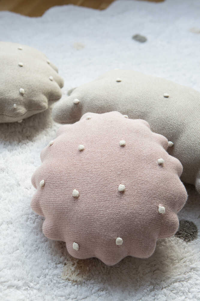 Knitted Cushion Round Biscuit Pink - Biscuit