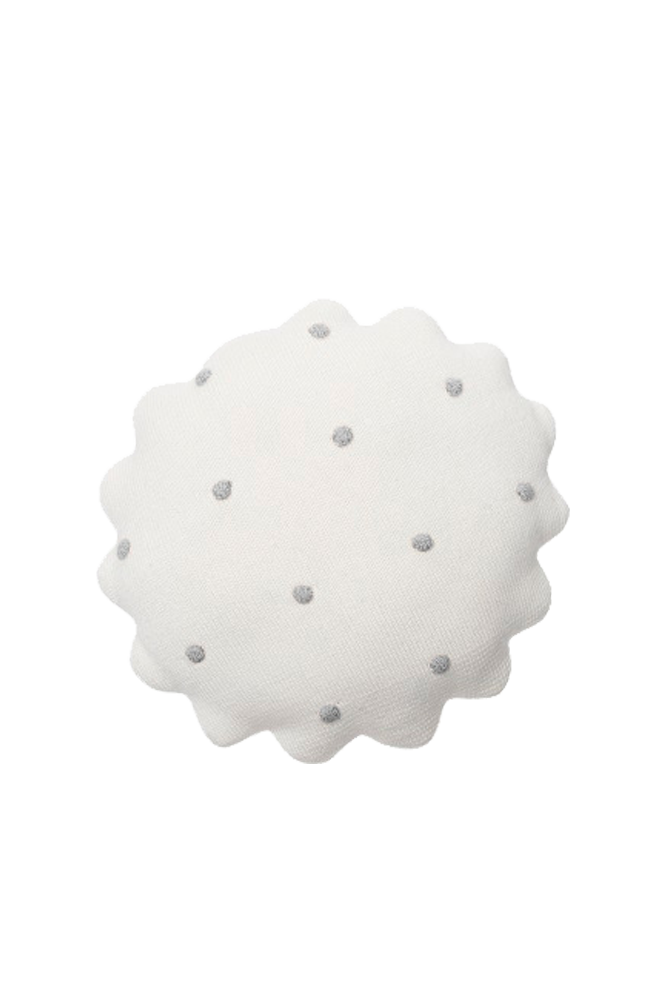Knitted Cushion Round Biscuit Ivory-grey