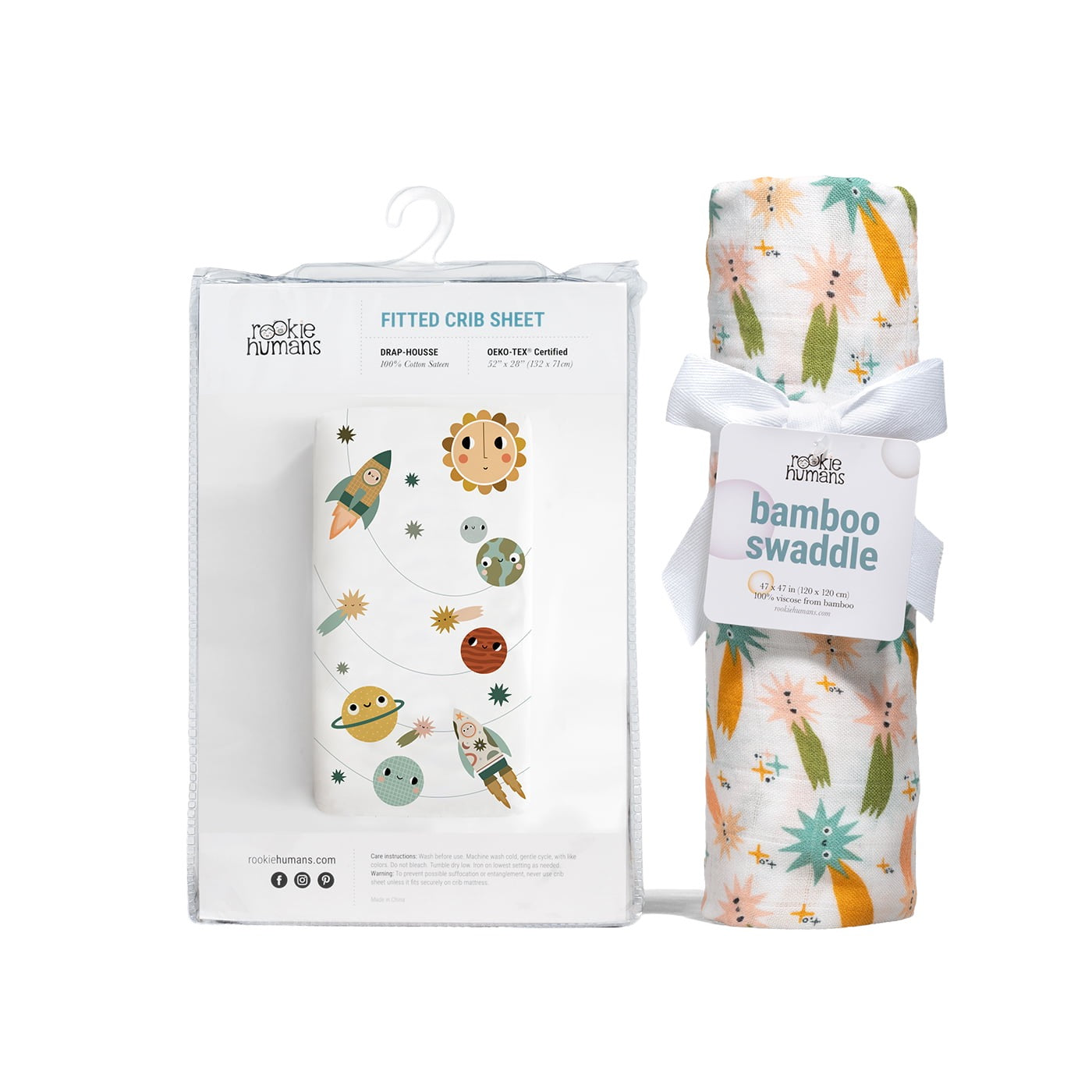 Crib Sheet And Swaddle Bundle - Space Explorer