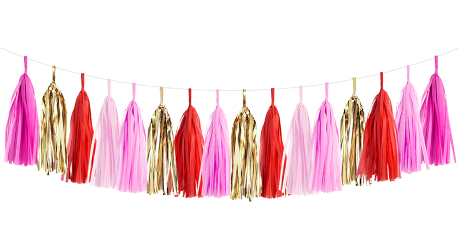 Pink, Red & Gold Tissue Tassel Garland Kit