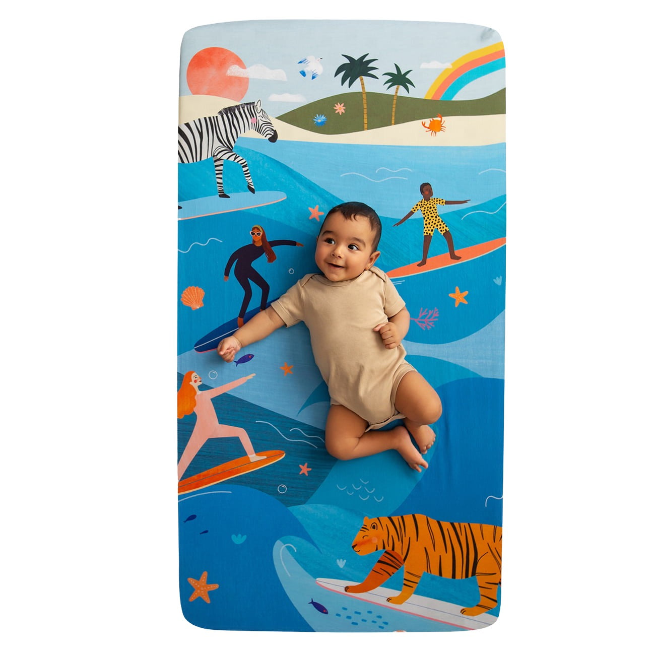 Surfing Safari Standard Size Crib Sheet
