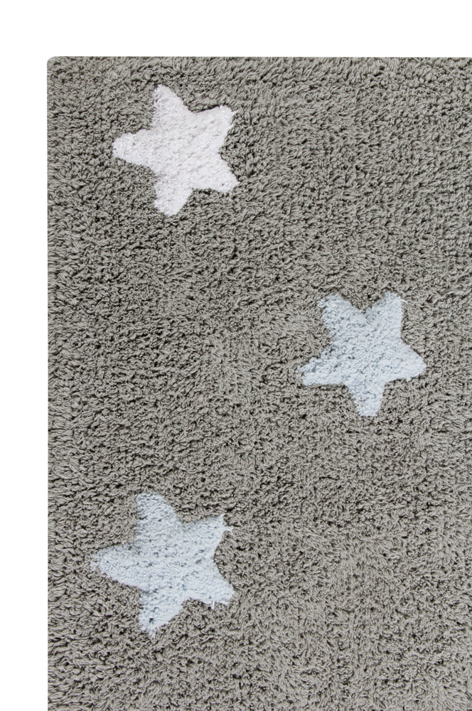 Washable Rug Tricolor Stars Grey - Blue - TRICOLOR STARS